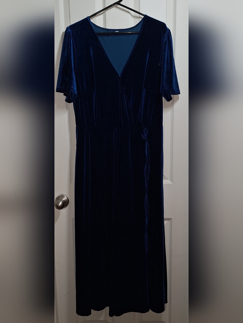 Blue Velvet Wrap Maxi Dress 90s